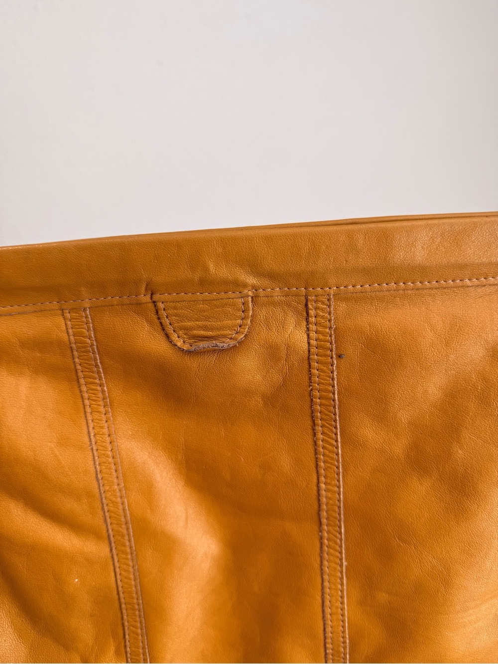 Vintage camel tan brown leather clutch handbag - Picture 3 of 6